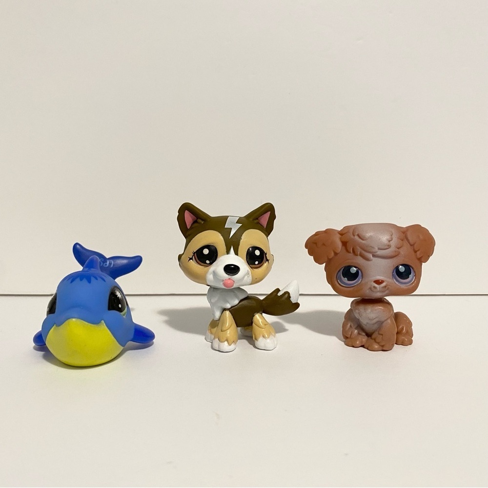 Littlest Pet Shop LPS Dog Husky Poodle Dolphin Lot Bundle Toy